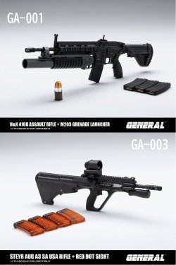 画像1: GENERAL 1/6 H&K HK416D アサルトライフル GA-001 / ステア―AUG A3 SA USA ライフル GA-003 *お取り寄せ