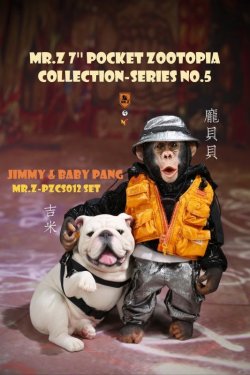 画像1: Mr.Z 『ポケット ズートピア コレクション』 シリーズ 5  チンパンジー ”Baby Pang” & ブルドッグ ”Jimmy” アニマル アクションフィギュア 2種 PZCS012 *お取り寄せ