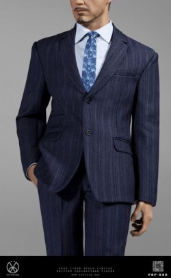 画像1: POPTOYS 1/6 X35 男性 メンズ ブルー ストライプ  ”トニー” スーツ BD001 再生産 *お取り寄せ