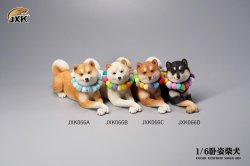 画像1: JxK Studio 1/6 柴犬 ≪伏せのポーズ≫ ボンボンカラー付き 4種 JXK066 *お取り寄せ