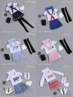 画像1: CDToys 1/6 CD031-S 女学生 スクールユニフォーム ショート / Sailor Short Skirt Suit Set フィギュア用 6種  *お取り寄せ