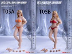 画像20: TBLeague 1/12 スーパーフレキシブル シームレス女性素体 ≪ラージバスト≫ 足首分離型 ヘッド付属 2種 T05A ペール/ T05B サンタン *お取り寄せ