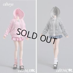 画像1: CDToys 1/12 フード付きセーター プリーツスカート セット 女性フィギュア用 6種 TBLeague CD036 *予約 