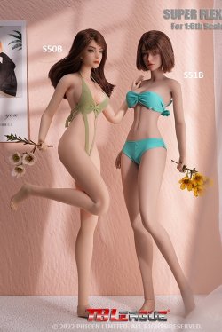 画像15: TBLeague 1/6 スーパーフレキシブル シームレス女性素体 ペール サンタン ラージバスト ≪足首分離型≫ 2種 S50B S51B *お取り寄せ