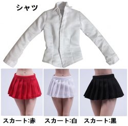 画像1: Custom 1/6 女性 スチューデント ホワイト ロングスリーブ シャツ、スカート 各種  *予約
