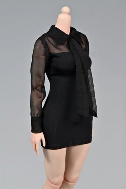 画像2: FBT-st 1/6 フィギュア用 女性 服 シースルー ブラック ワンピース ドレス *予約