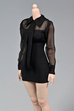 画像1: FBT-st 1/6 フィギュア用 女性 服 シースルー ブラック ワンピース ドレス *予約