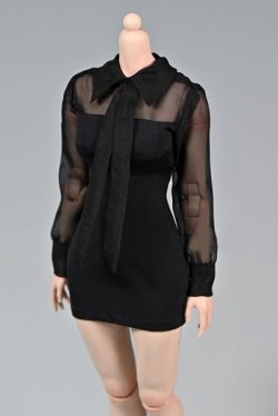 画像3: FBT-st 1/6 フィギュア用 女性 服 シースルー ブラック ワンピース ドレス *予約