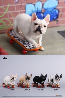 画像1: JXK Studio 1/6 フレンチブルドッグ オン・ザ・スケートボード 4種 JXK243 *お取り寄せ