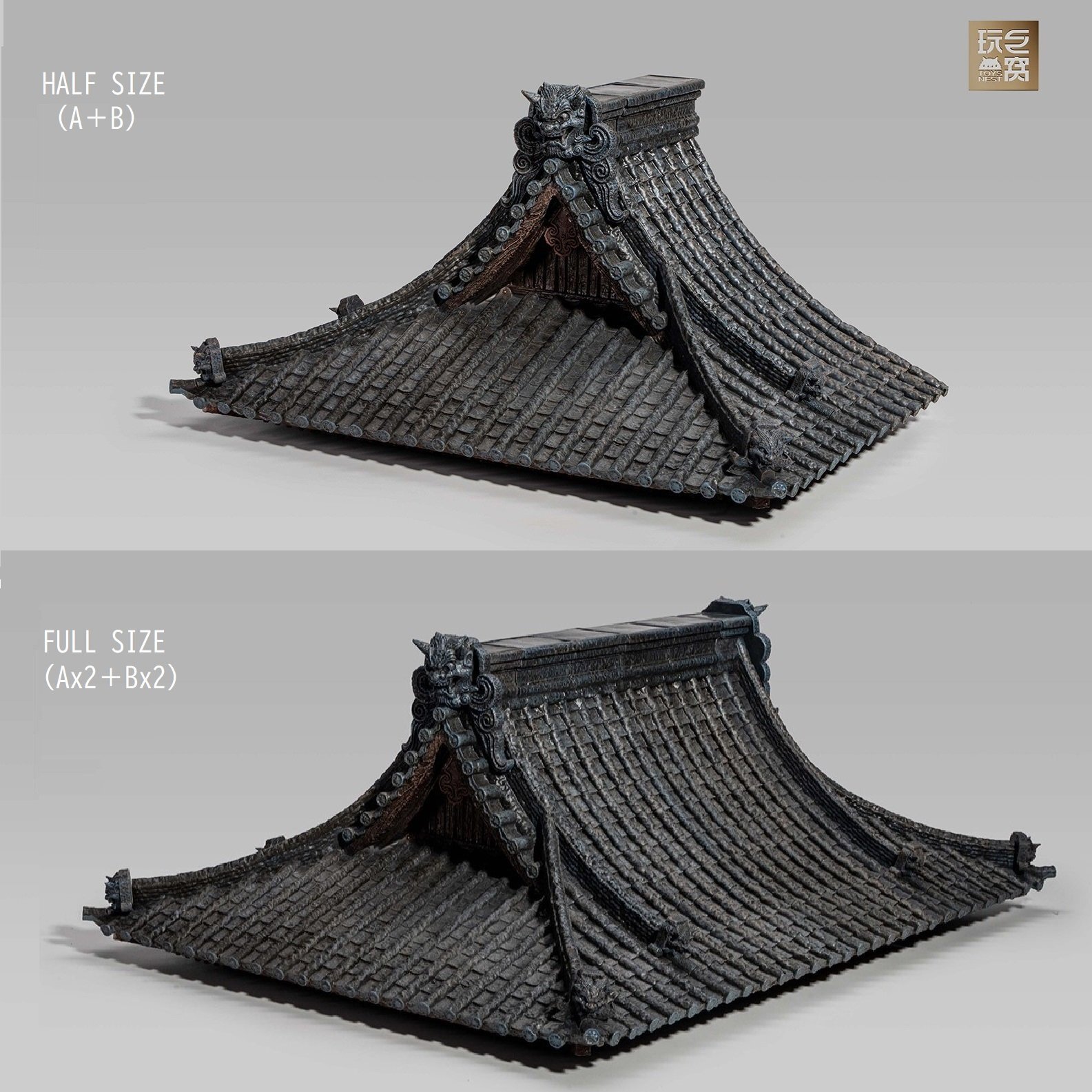 Toys Nest 寺院の屋根 鬼瓦 鯱 ジオラマ ディスプレイベース 2種 *予約　