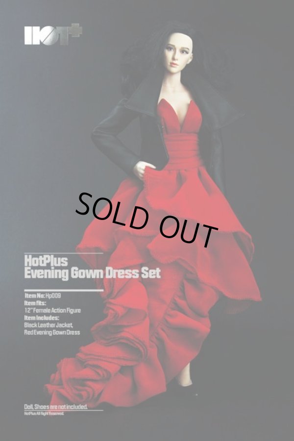 画像1: HotPlus  1/6　女性コスチューム　ブラック レザージャケット＆レッド イブニングドレス セット　*予約