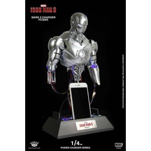 画像: KingArts　1/4　アイアンマン３　マーク２　リペアバージョン　パワーチェンジャー　スタチュー　iPhone用