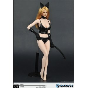 画像: ZYTOYS 1/6 Black Sexy Cat Girl Clothes set 猫耳リボン 女性フィギュア用 ZY5010 *お取り寄せ