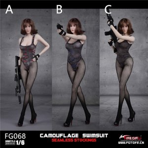 画像: Fire Girl Toys 1/6 FG068 カモ スイムスーツ with シームレス ストッキング 3種 *お取り寄せ 