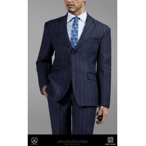 画像: POPTOYS 1/6 X35 男性 メンズ ブルー ストライプ  ”トニー” スーツ BD001 再生産 *お取り寄せ