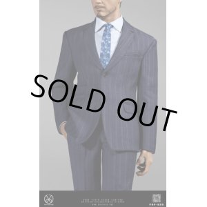 画像: POPTOYS 1/6 X35 男性 メンズ ブルー ストライプ  ”トニー” スーツ BD001 再生産 *お取り寄せ