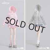 画像: CDToys 1/12 フード付きセーター プリーツスカート セット 女性フィギュア用 6種 TBLeague CD036 *予約 
