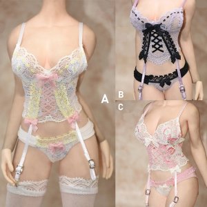 画像: FBT-st 1/6 フィギュア用 女性 下着 ビスチェ ショーツ ストッキング *お取り寄せ