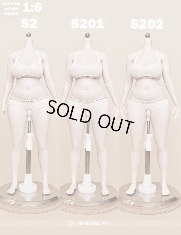 画像1: Prime Doll Toys 1/6 アーティキュレーテッド プラチナシリコン 女性素体 可動フィギュア ボディ S2シリーズ 【白肌 ぽっちゃり】 3種 *予約 