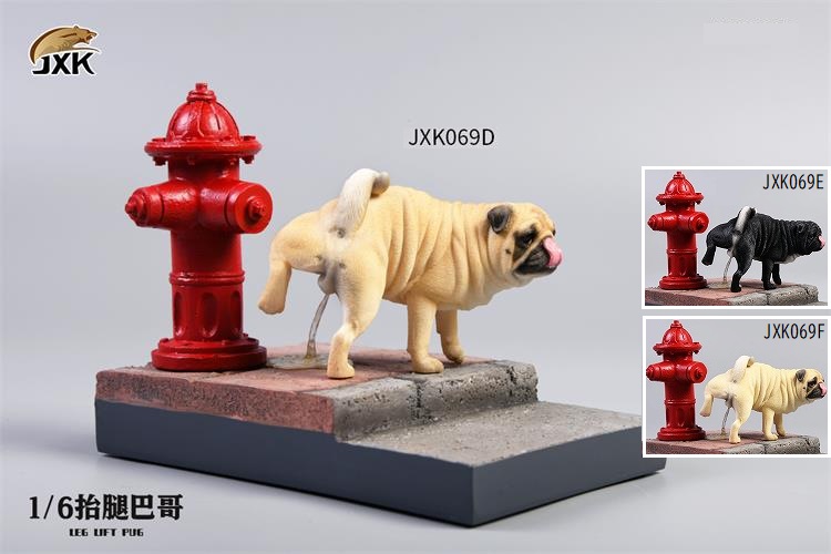 JXK 1/6 JXK069 パグ トイレタイム ”小” スタチュー 街角ジオラマ 付き 赤い 消火栓 犬 ドッグ dog 3種 D E F