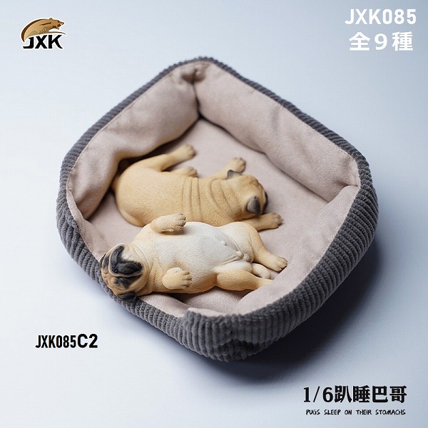 画像1: JxK Studio 1/6 パグ Pug 犬 ”おやすみモード” うつ伏せ 仰向け 9種 JXK085 *お取り寄せ