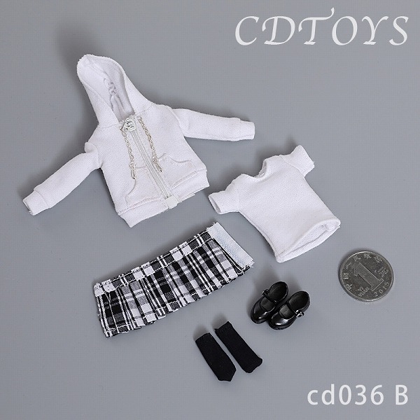 CDToys 1/12 フード付きセーター プリーツスカート セット 女性