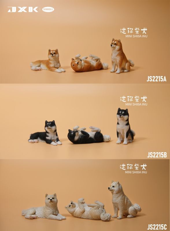 JxK Studio ミニ 柴犬 フィギュア 3種ポーズセット JS2215 A B C small