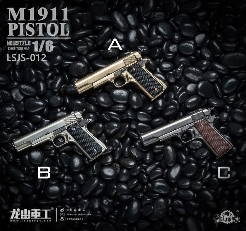 画像1: Longshan Metal 龍山金属 1/6 ダイキャストアロイ M1911 ピストル 3種 LSJS-012 *予約