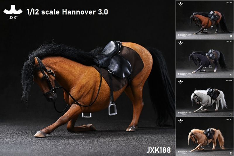 画像1: JXK Studio 1/12 ハノーバー 馬 3.0 馬具付き 5種 JXK188 *お取り寄せ