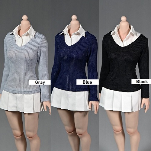 画像1: FBT-st 1/6 フィギュア用 女性 服 ニットセーター 付け襟 付けスカート ワンピース ドレス *お取り寄せ