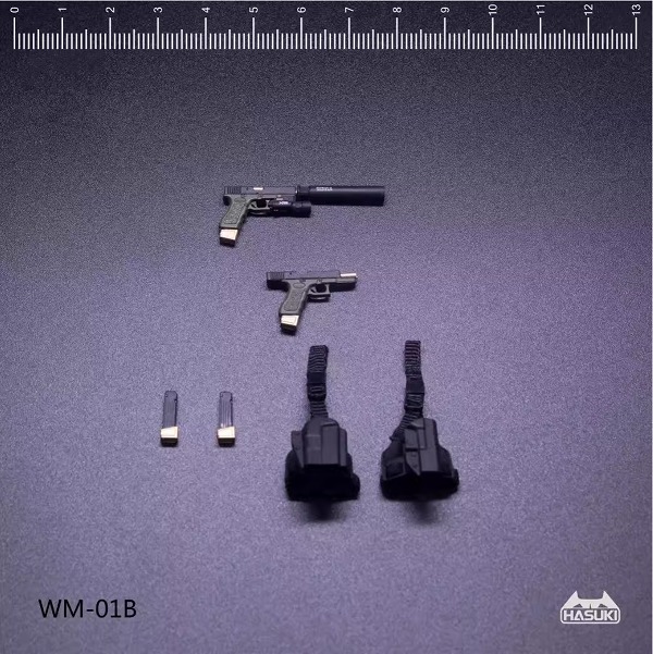 画像2: HASUKI 1/12 Glock G17 ウェポン アクセサリセット 2種 WM-01A / WM-01B アクションフィギュア用 *予約