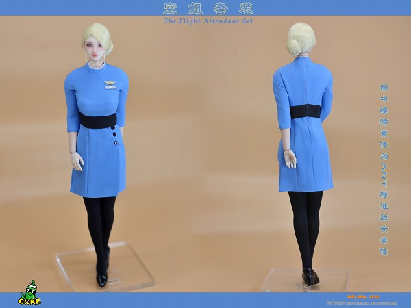 画像3: CUKE TOYS 1/6 客室乗務員 キャビンアテンダント CA 制服 sky blue セット MA-030 *予約