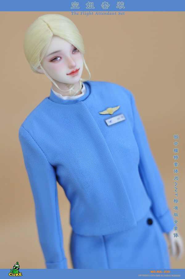 画像2: CUKE TOYS 1/6 客室乗務員 キャビンアテンダント CA 制服 sky blue セット MA-030 *予約