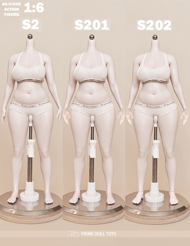 画像1: Prime Doll Toys 1/6 アーティキュレーテッド プラチナシリコン 女性素体 可動フィギュア ボディ S2シリーズ 【白肌 ぽっちゃり】 3種 *予約 