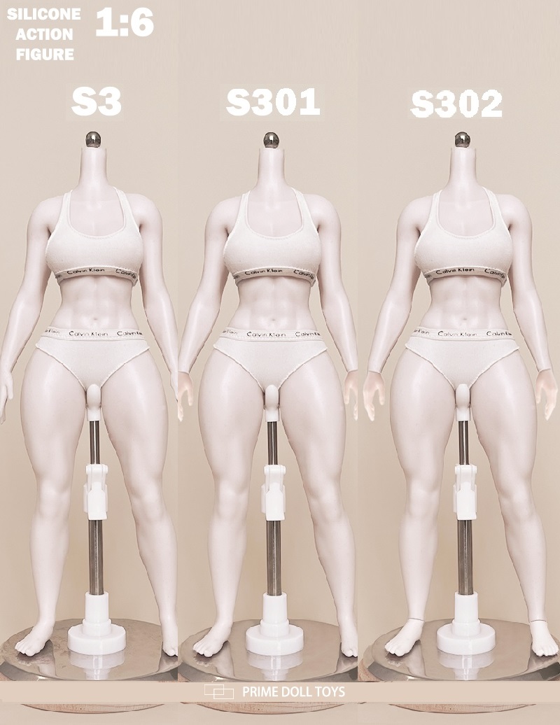 画像1: Prime Doll Toys 1/6 アーティキュレーテッド プラチナシリコン 女性素体 可動フィギュア ボディ S3シリーズ 【白肌 筋肉質】 3種 *予約 